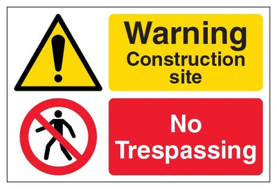 Warning Construction Site No Trespassing Large Landscape