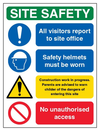 Site Safety All Visitors Report To Site Office Portrait