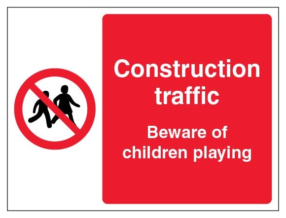 Construction Traffic Beware Of Children Playing Landscape