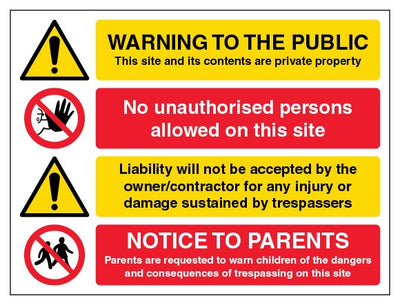 Warning Private Property No Unauthorised Persons Landscape