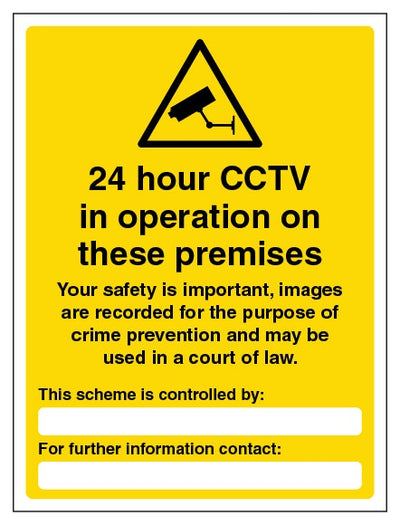 24 Hour Cctv Operating On Premises Your Safety Is Important Portrait