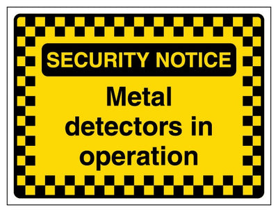 Security Notice Metal Detectors In Operation Pattern Border