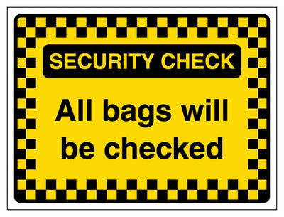 Security Check All Bags Will Be Checked Pattern Border