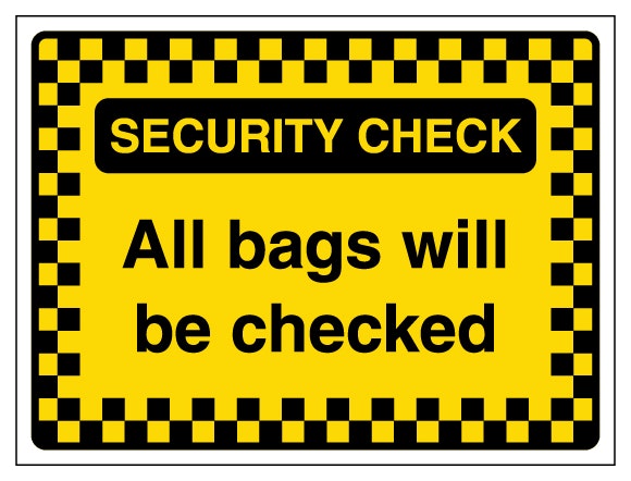 Security Check All Bags Will Be Checked Pattern Border