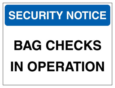 Security Notice Bag Checks In Operation Blue