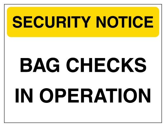 Security Notice Bag Checks In Operation Yellow
