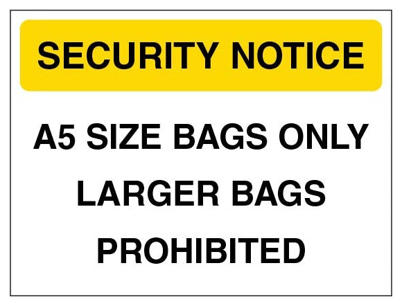 Security Notice A5 Size Bags Only Yellow