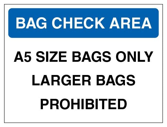 Bag Check Area A5 Size Bags Only Blue