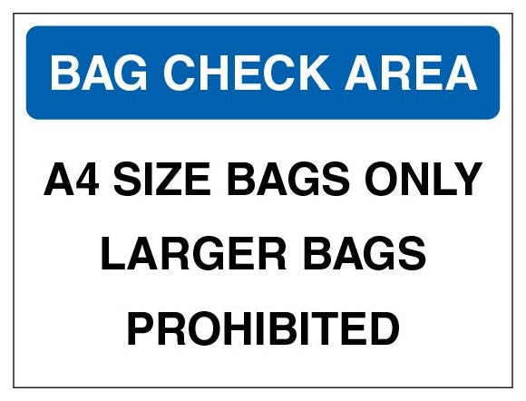 Bag Check Area A4 Size Bags Only Blue