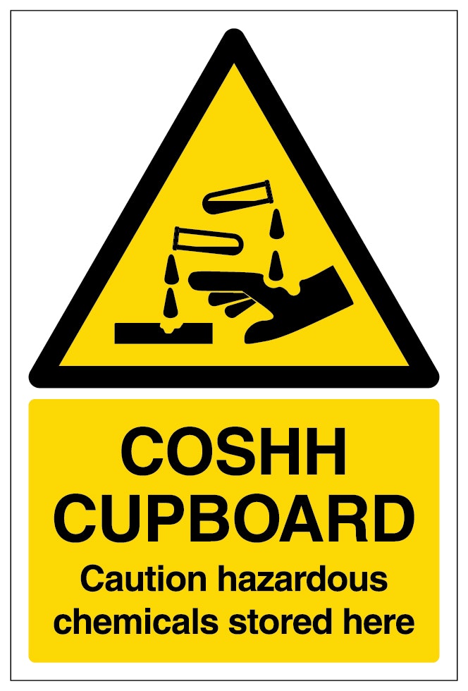 Coshh Cupboard Caution Hazardous Chemicals Stored Here