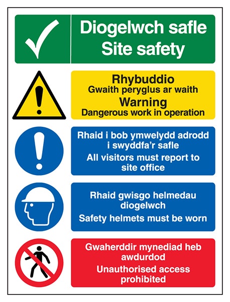 Welsh English Site Safety Warning