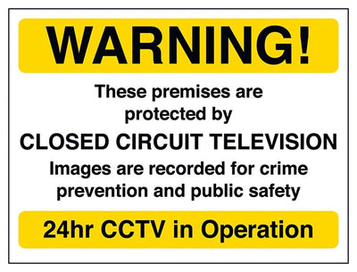 Warning These Premises Are Protected By Cctv Yellow