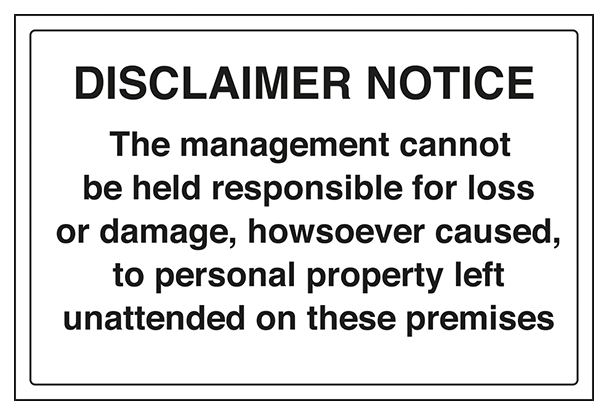 Disclaimer Notice Management Responsibility