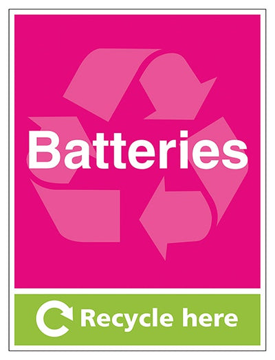 Batteries Recycle Here Portrait