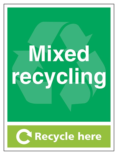 Mixed Recycling Recycle Here Portrait