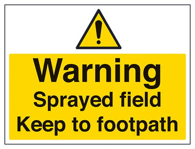 Warning Sprayed Field Keep To Footpath Large Landscape