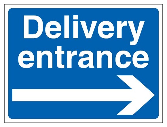 Delivery Entrance Landscape Blue Arrow Right