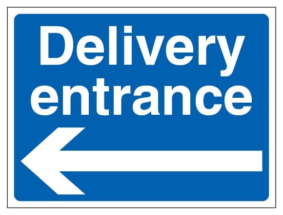 Delivery Entrance Landscape Blue Arrow Left