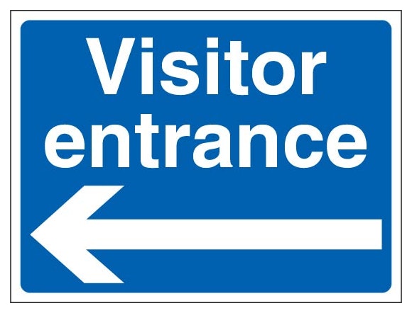 Visitor Entrance Landscape Blue Arrow Left