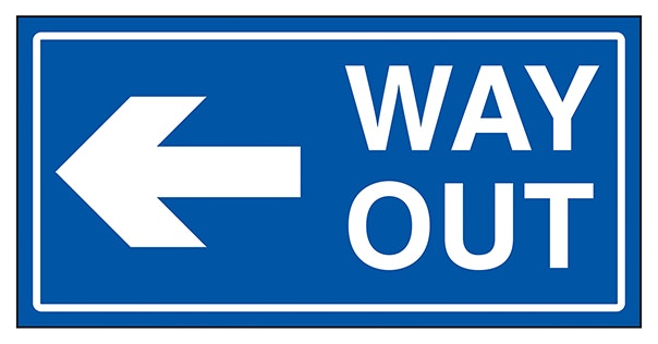 Way Out Arrow Left Blue