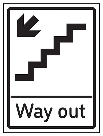 Way Out Arrow Down Stairs Left