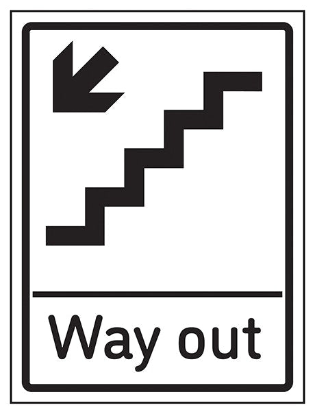 Way Out Arrow Down Stairs Left