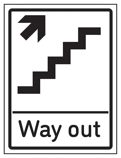 Way Out Arrow Up Stairs Right
