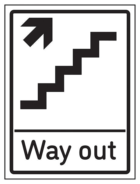 Way Out Arrow Up Stairs Right