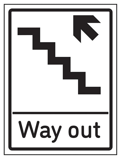 Way Out Arrow Up Stairs Left
