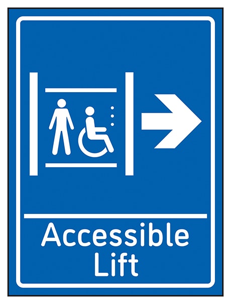 Accessible Lift Arrow Right Blue