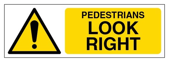 Pedestrians Look Right Narrow Landscape