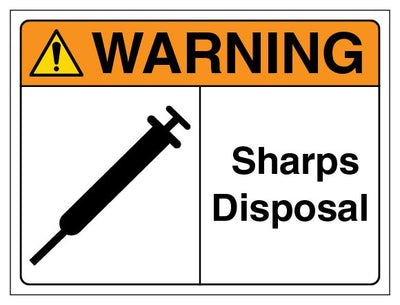 Warning Sharps Disposal Landscape