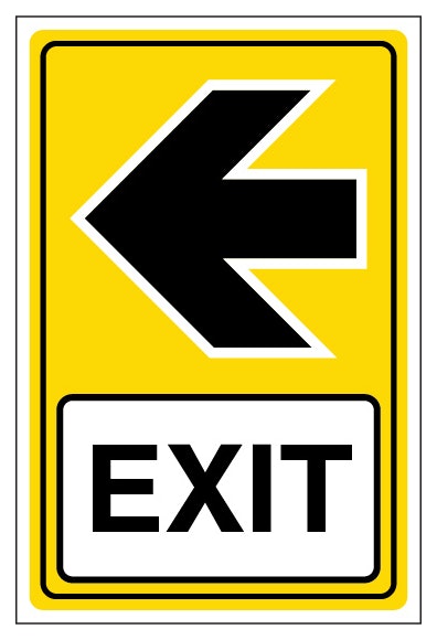 Event Sign Exit Arrow Left Portrait