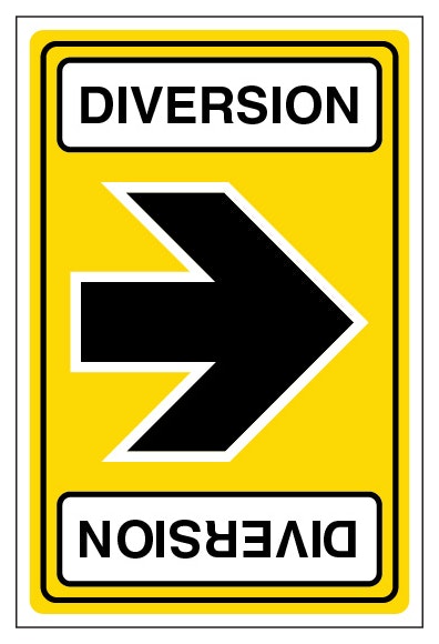 Reversable Diversion Arrow Left Right Portrait