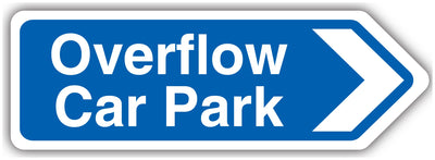 Overflow Car Park Arrow Right Blue Landscape Shaped Sign