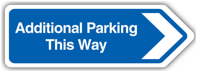 Additional Parking This Way Arrow Right Blue Shaped Sign