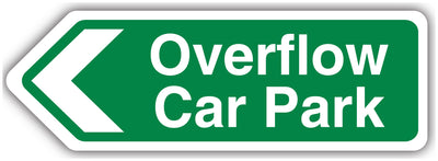 Overflow Car Park Arrow Left Green Shaped Sign