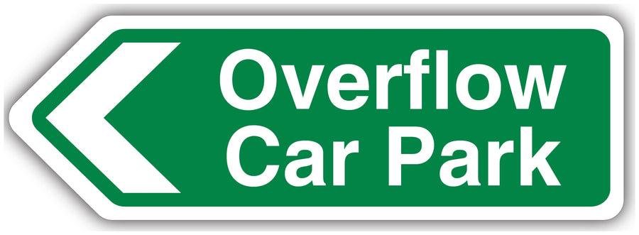 Overflow Car Park Arrow Left Green Shaped Sign