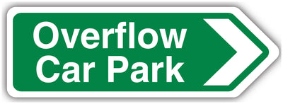 Overflow Car Park Arrow Right Green Shaped Sign