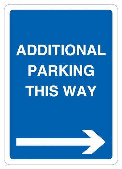 Additional Parking This Way Blue Arrow Right