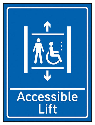 Accessible Lift Blue Sign