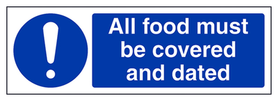 All Food Must Be Covered And Dated Sign - Landscape