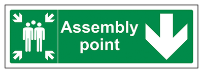 Assembly Point Arrow Down Sign