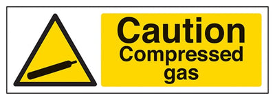 Caution Compressed Gas Sign - Landscape