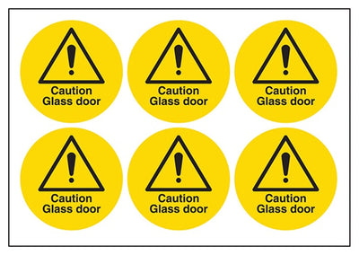 Caution Glass Door Vinyl Labels On A Sheet