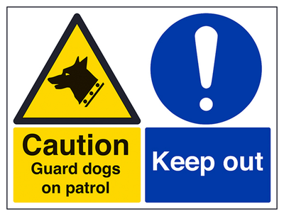 Caution Guard Dogs On Patrol Sign - Large Landscape