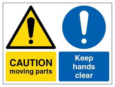 Caution Moving Parts Keep Hands Clear Sign - Landscape