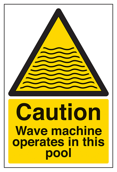 Caution Wave Machine Operate In This Pool Sign - Portrait