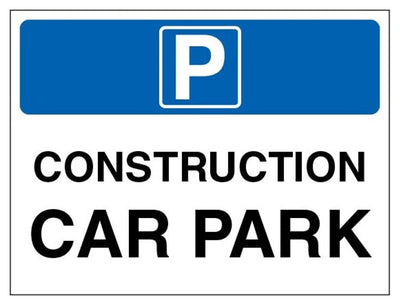 Construction Car Park Sign - Landscape - Blue and White