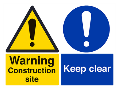 Construction Site/Keep Clear Sign - Large Landscape